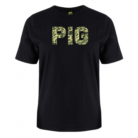 printed word  t-shirt - green camo - Pig
