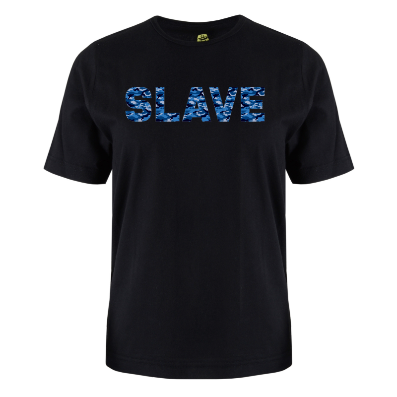 printed word t-shirt - blue camo - Slave printed word t-shirt - blue camo - Slave