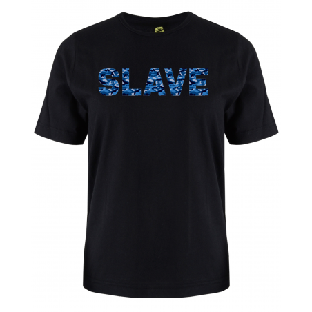 printed word  t-shirt - blue camo - Slave