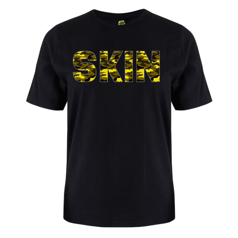 printed word  t-shirt - yellow camo - Skin