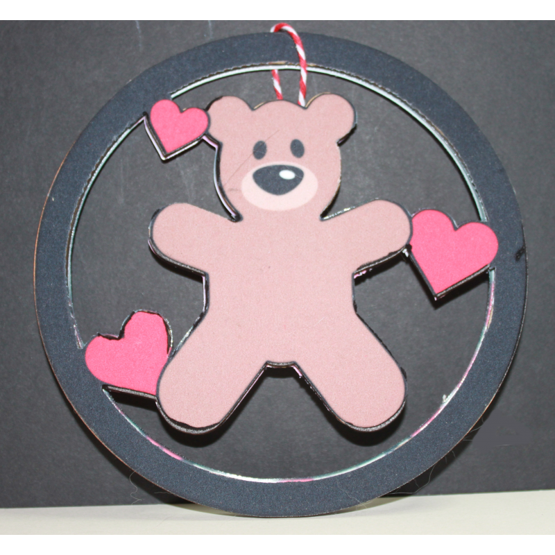 Laser Cut Mini Dream Catcher Frame with Teddy Shape Inside D2