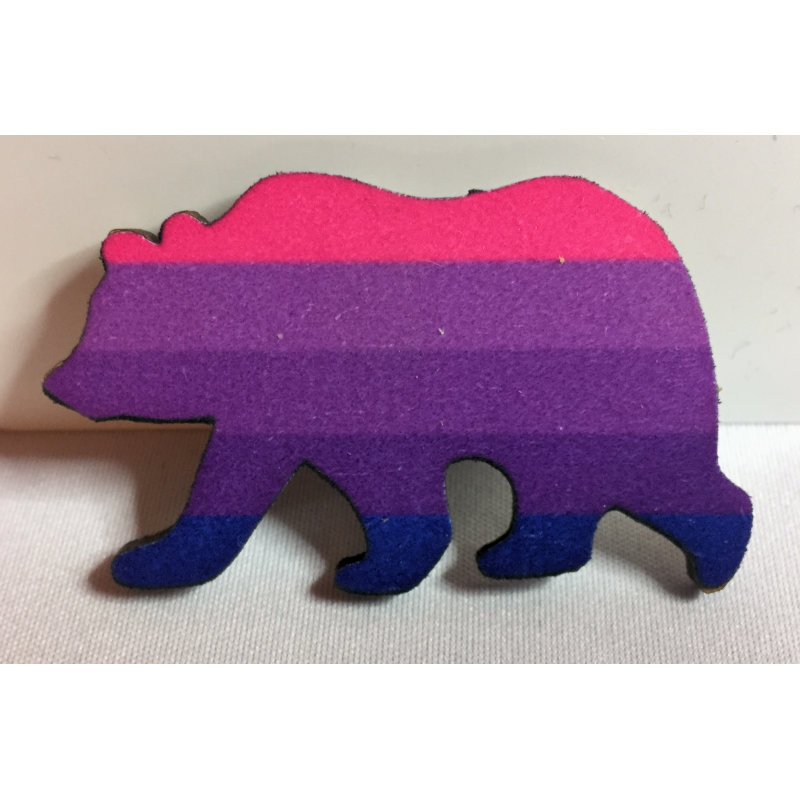 Bear Shape Badge - 40mm Trans Flag 