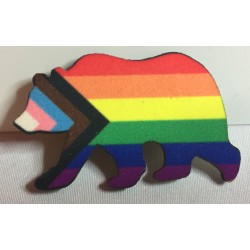 Bear Shape Badge - 60mm Pride Flag 