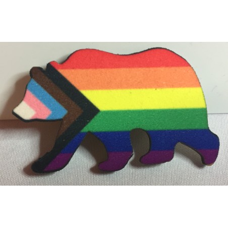 Bear Shape Badge - 60mm Pride Flag 