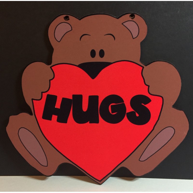 MDF Teddy Bear with Heart 20cm - Hug