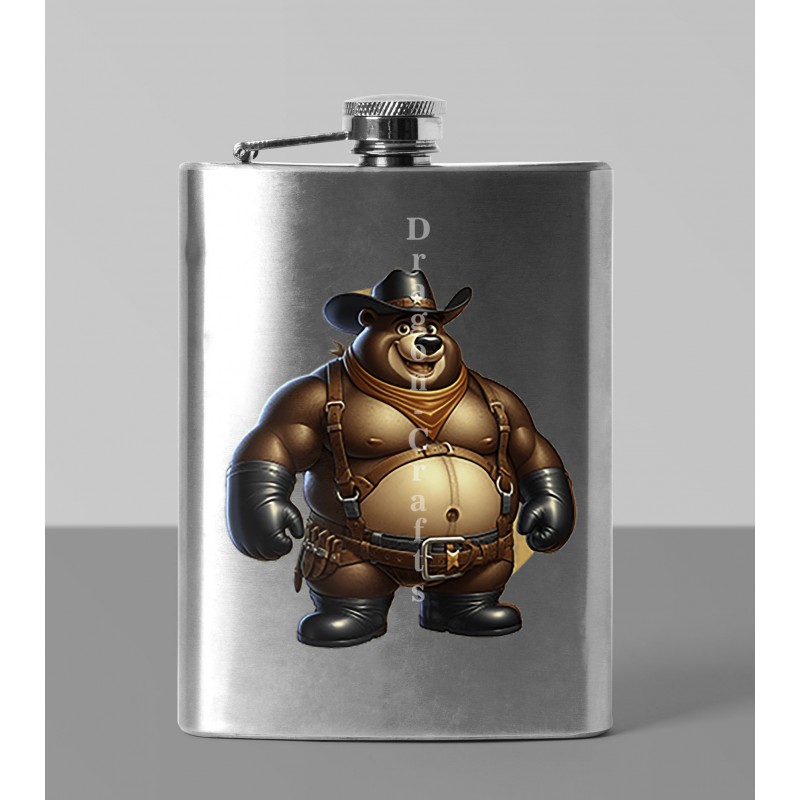 8oz Hip Flask - Cowboy(2)
