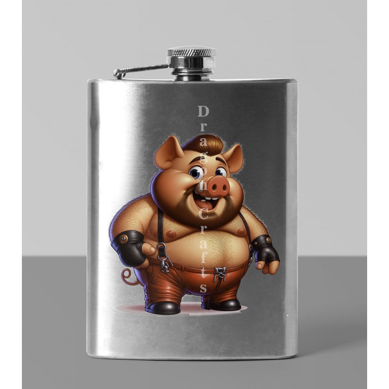 8oz Hip Flask - Pig(1)