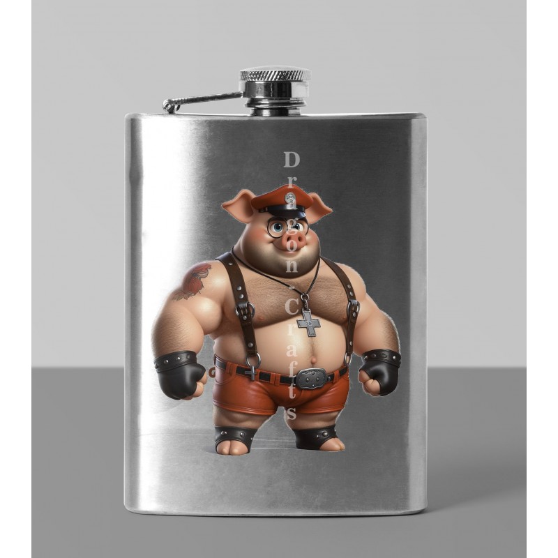 8oz Hip Flask - Pig(2)