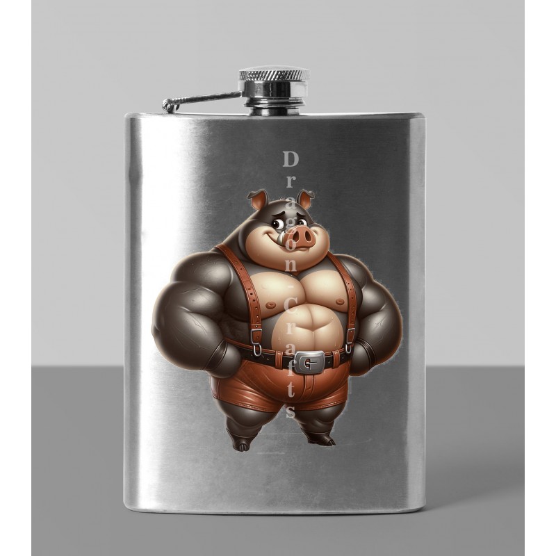 8oz Hip Flask - Pig(4)