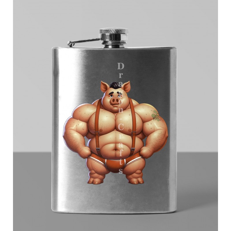 8oz Hip Flask - Pig(6)