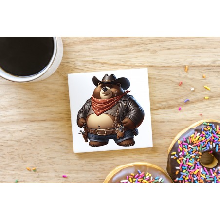 CERAMIC TILE COASTER/ TRIVET - Cowboy (1)