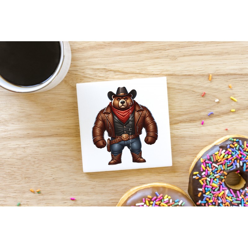 CERAMIC TILE COASTER/ TRIVET - Cowboy (4)