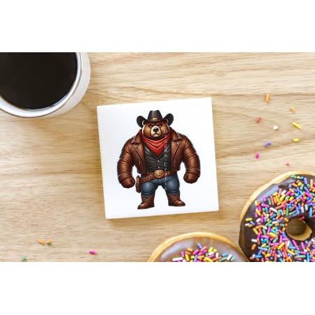 CERAMIC TILE COASTER/ TRIVET - Cowboy (4)