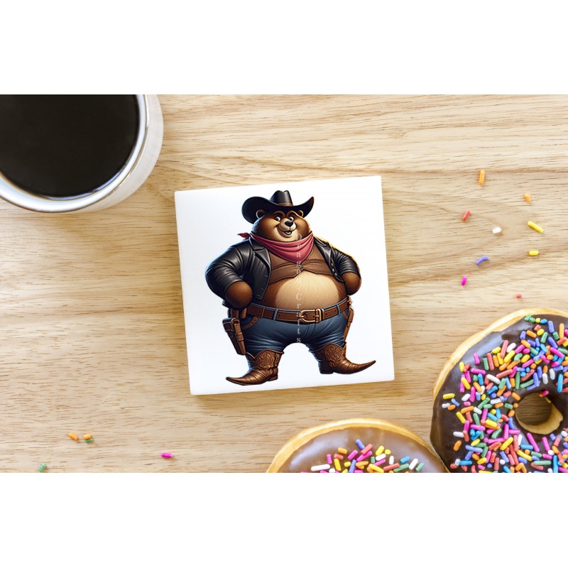 CERAMIC TILE COASTER/ TRIVET - Cowboy (15)