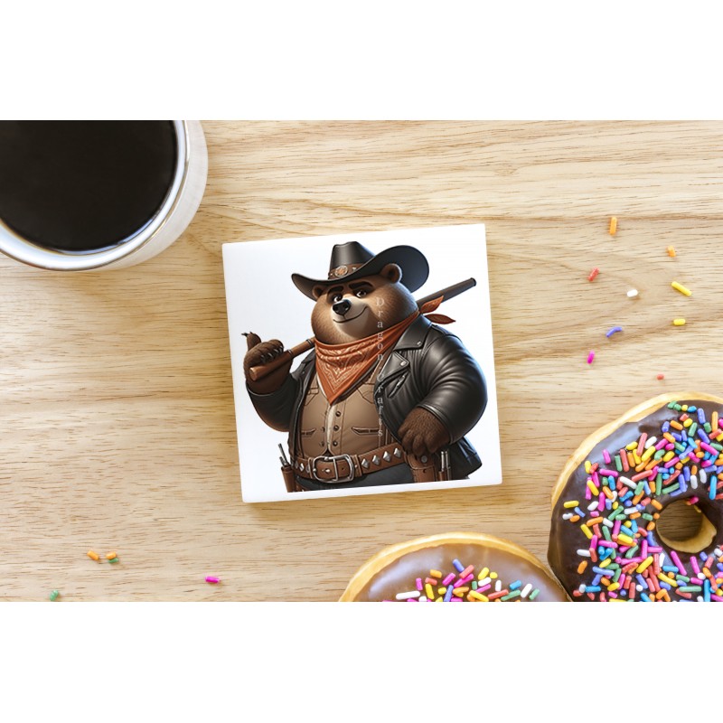 CERAMIC TILE COASTER/ TRIVET - Cowboy (20)