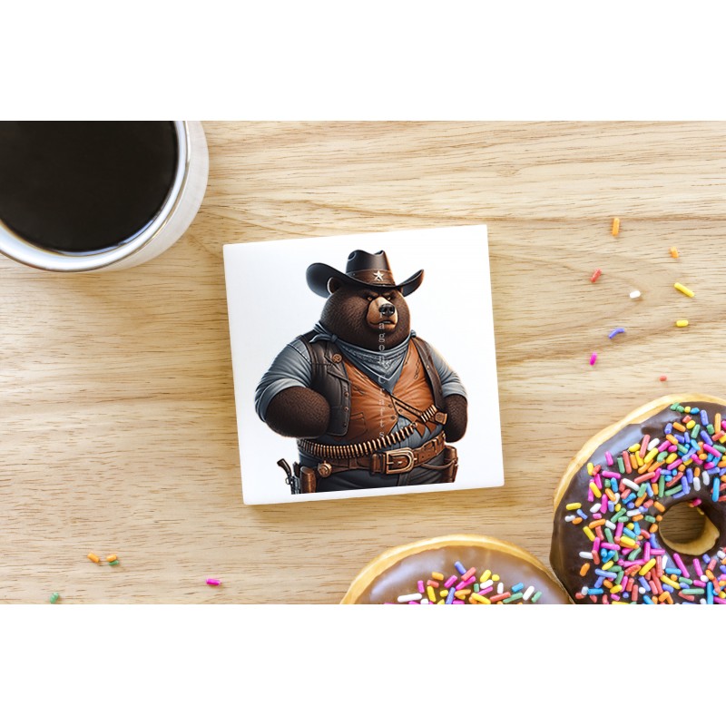 CERAMIC TILE COASTER/ TRIVET - Cowboy (22)