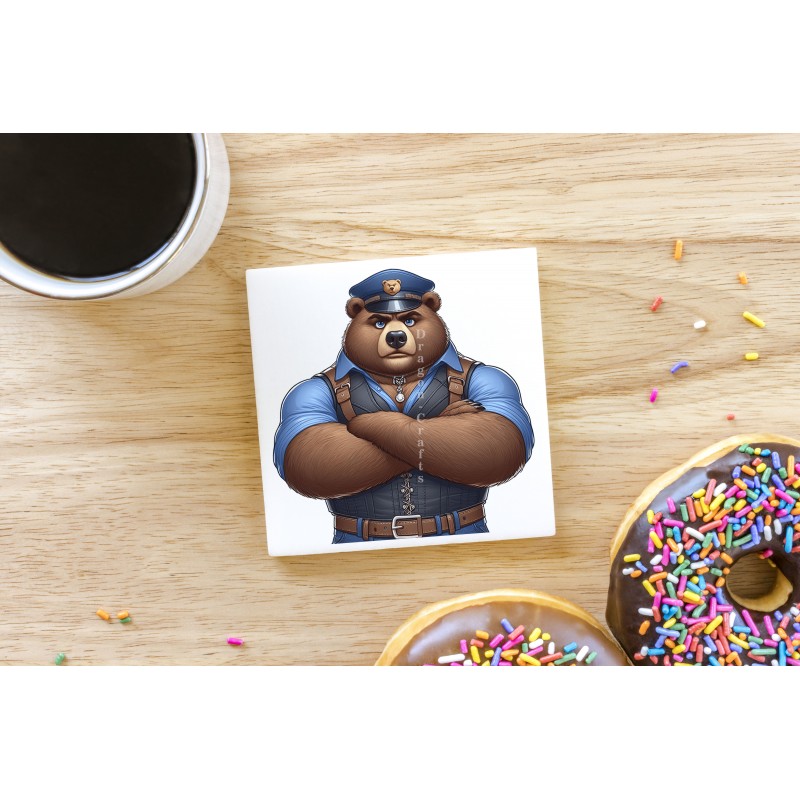 CERAMIC TILE COASTER/ TRIVET - Leather (2)