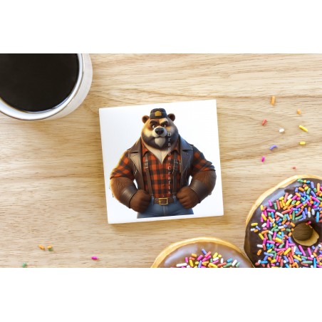 CERAMIC TILE COASTER/ TRIVET - Lumberjack (3)