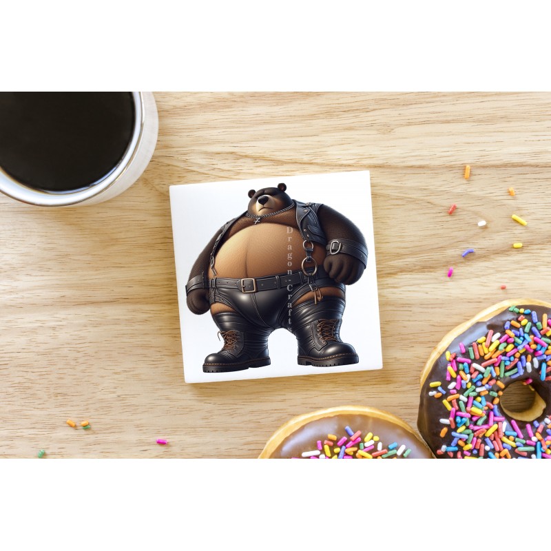 CERAMIC TILE COASTER/ TRIVET - Leather (39)